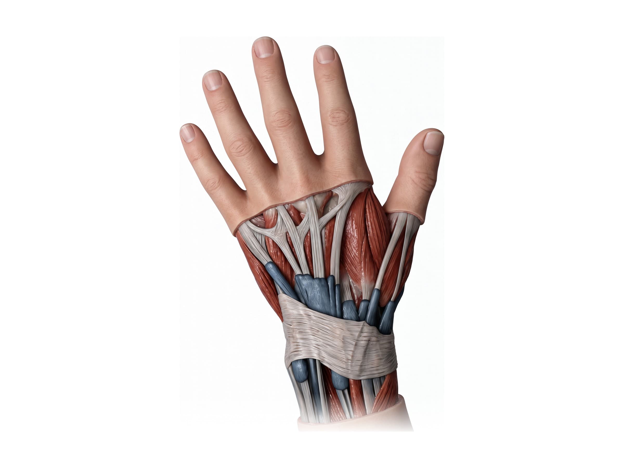 Extensor tendons and extensor compartments of the wrist (back of the left hand)