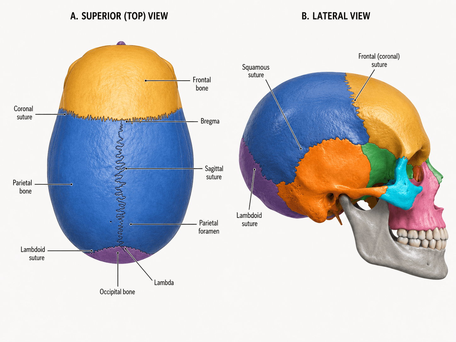 Skull Sutures Labelled